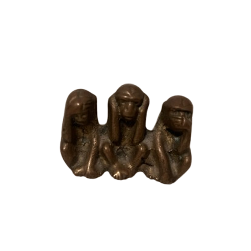 Tiny and curious, Hear nothing, say nothing, See nothing monkeys in Pure copper 2.5″x1.5″