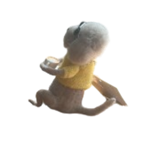 Adorable Felt cool Doggy drinking coffee